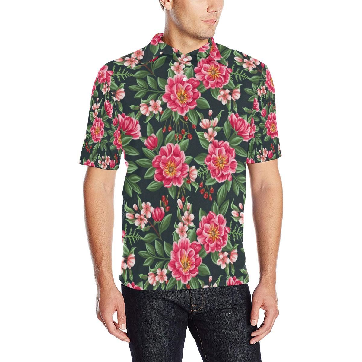 Summer Floral Pattern Print Design Sf06 Men Polo Shirt Summer Floral Pattern Print Design Sf06 Men Polo Shirt