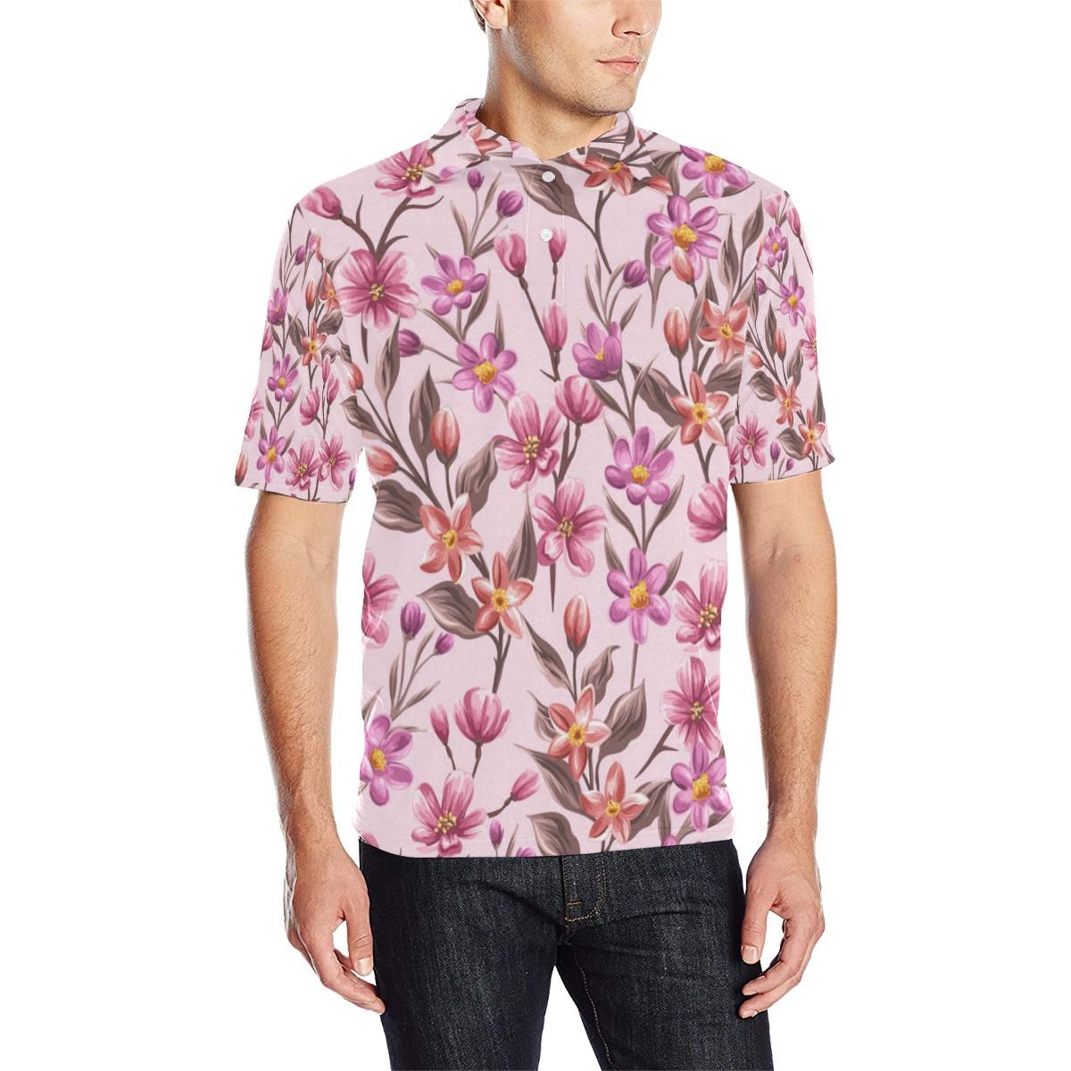 Summer Floral Pattern Print Design Sf09 Men Polo Shirt Summer Floral Pattern Print Design Sf09 Men Polo Shirt