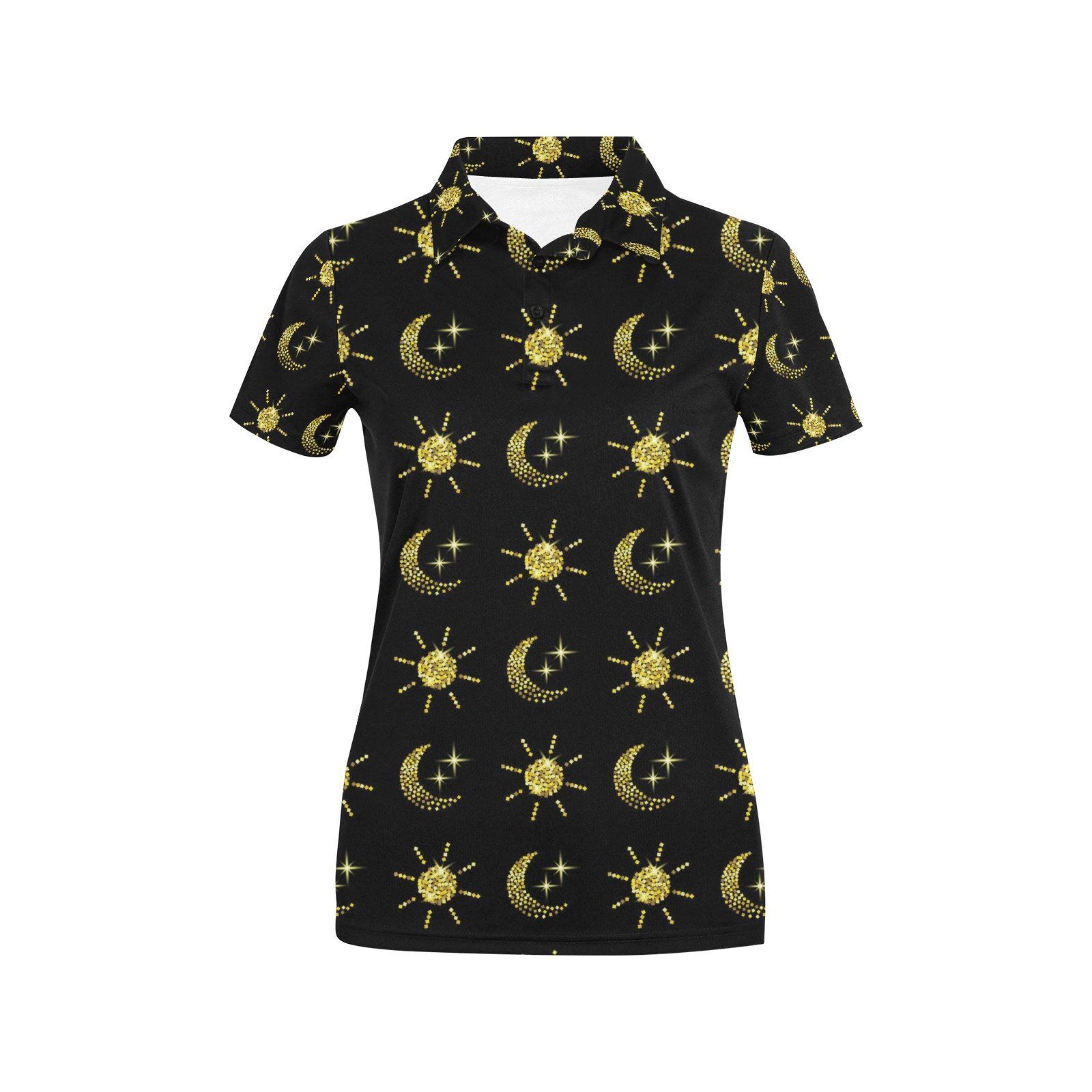 Sun Moon Print Design Lks304 Women'S Polo Shirt Sun Moon Print Design Lks304 Women'S Polo Shirt