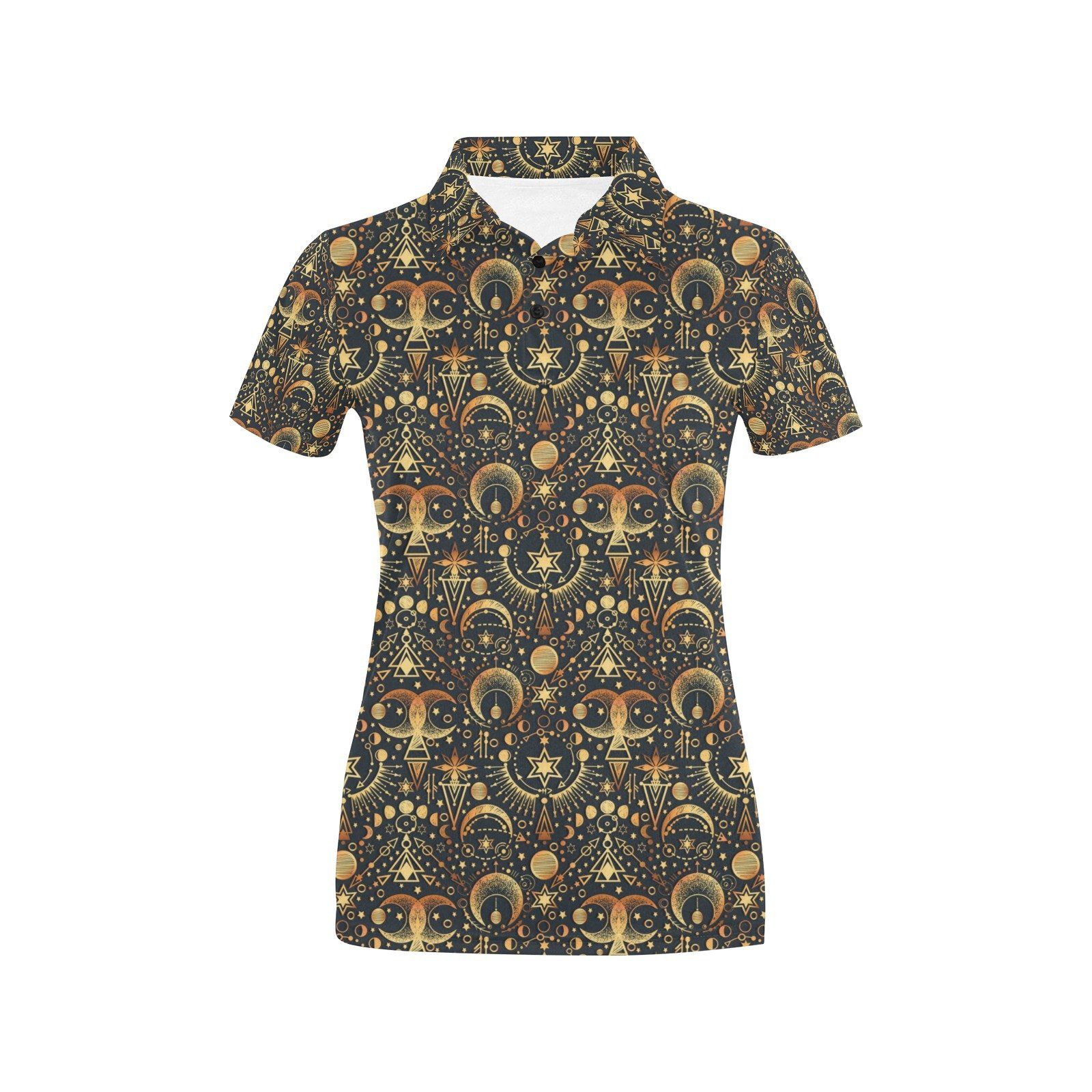 Sun Moon Print Design Lks308 Women'S Polo Shirt Sun Moon Print Design Lks308 Women'S Polo Shirt