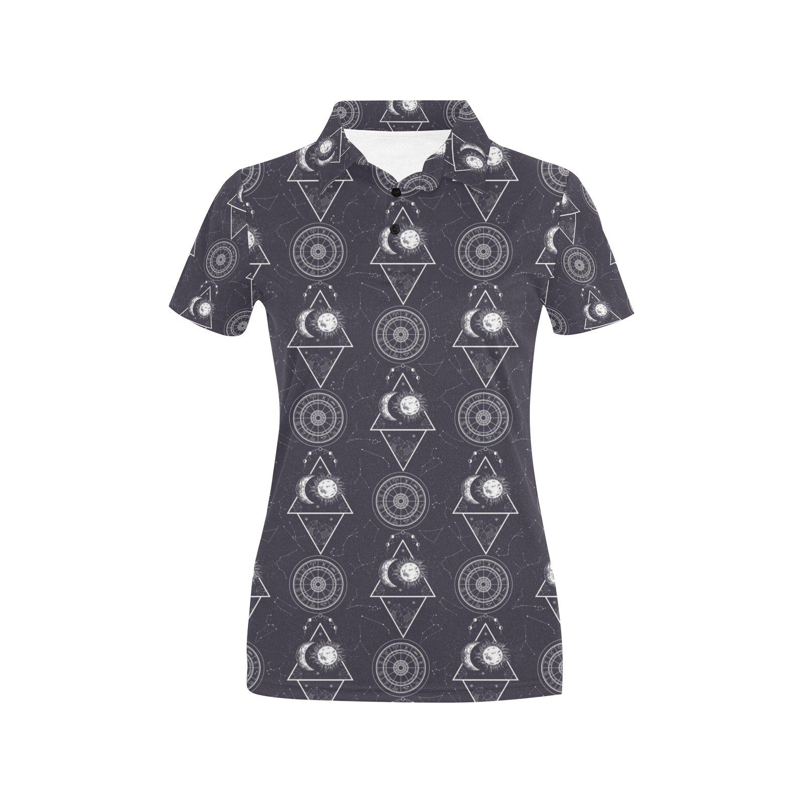 Sun Moon Print Design Lks309 Women'S Polo Shirt Sun Moon Print Design Lks309 Women'S Polo Shirt