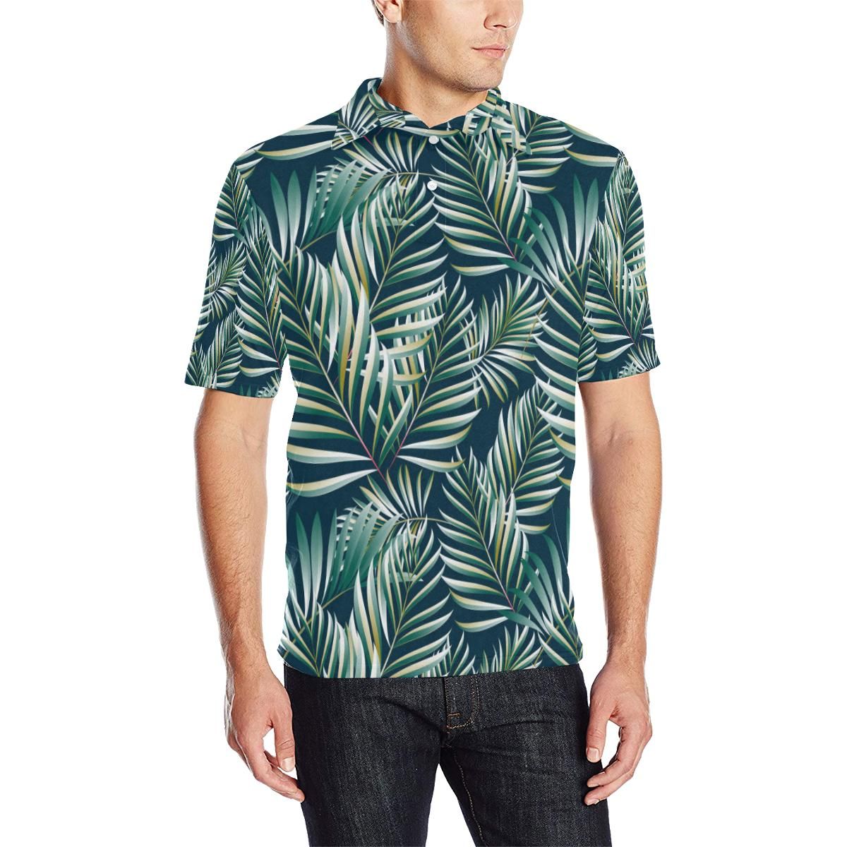 Sun Spot Tropical Palm Leaves Hower Curtain Men Polo Shirt Sun Spot Tropical Palm Leaves Hower Curtain Men Polo Shirt