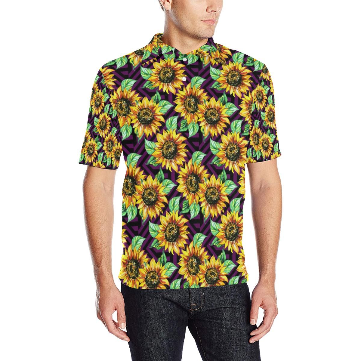 Sunflower Pattern Print Design Sf012 Men Polo Shirt Sunflower Pattern Print Design Sf012 Men Polo Shirt
