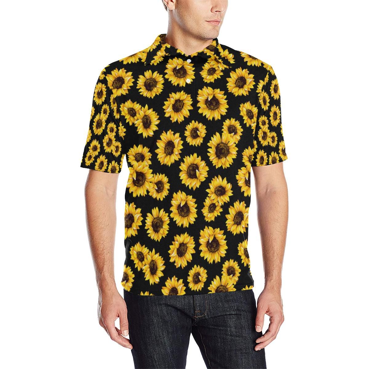 Sunflower Pattern Print Design Sf05 Men Polo Shirt Sunflower Pattern Print Design Sf05 Men Polo Shirt