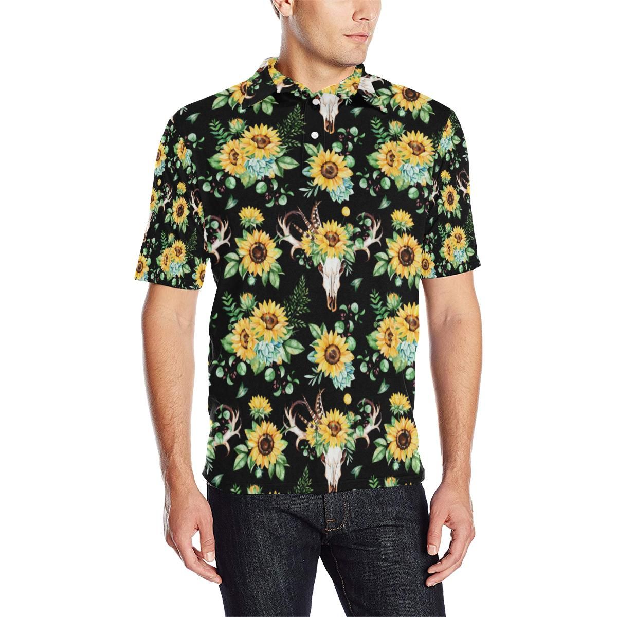 Sunflower Pattern Print Design Sf08 Men Polo Shirt Sunflower Pattern Print Design Sf08 Men Polo Shirt