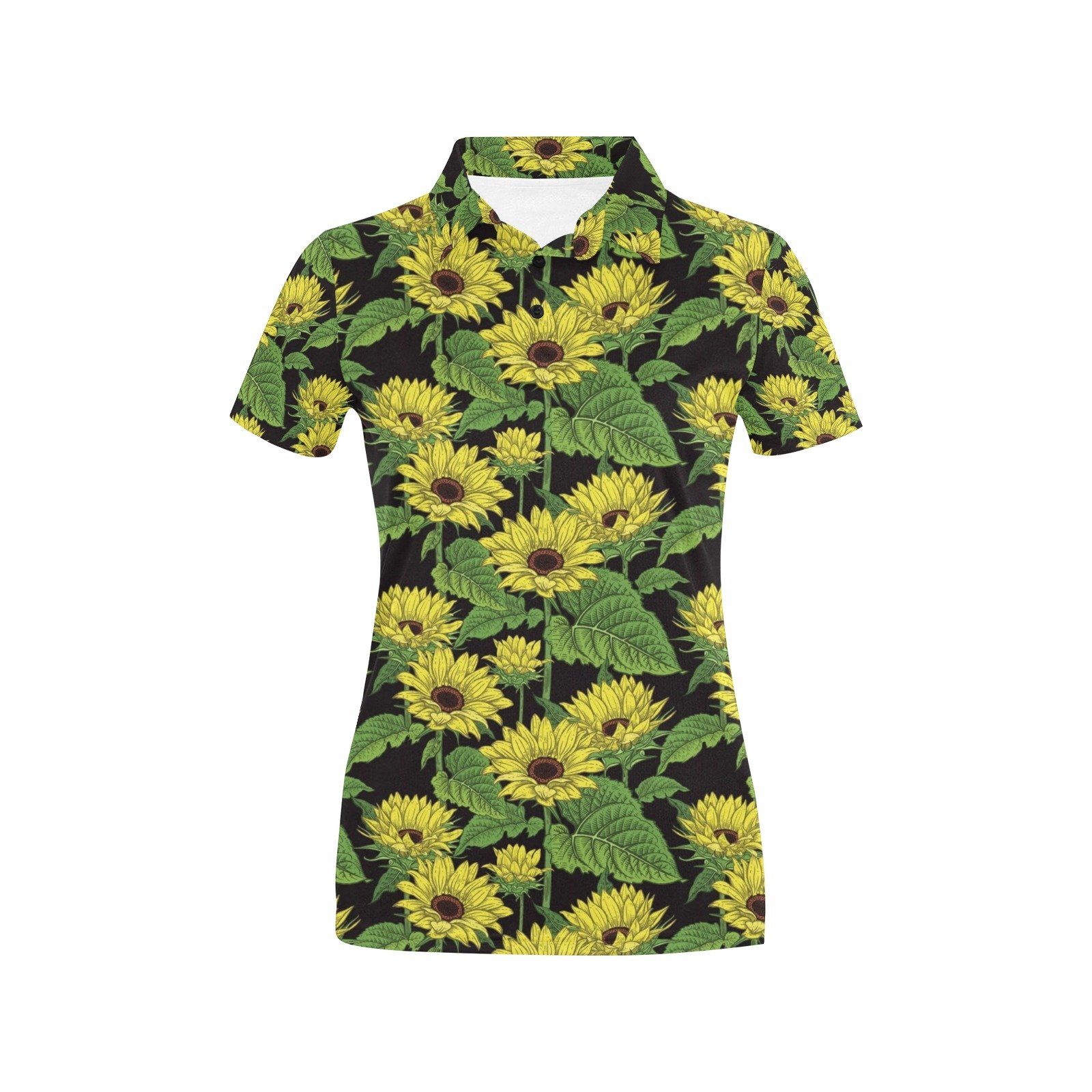 Sunflower Print Design Lks3010 Women'S Polo Shirt Sunflower Print Design Lks3010 Women'S Polo Shirt