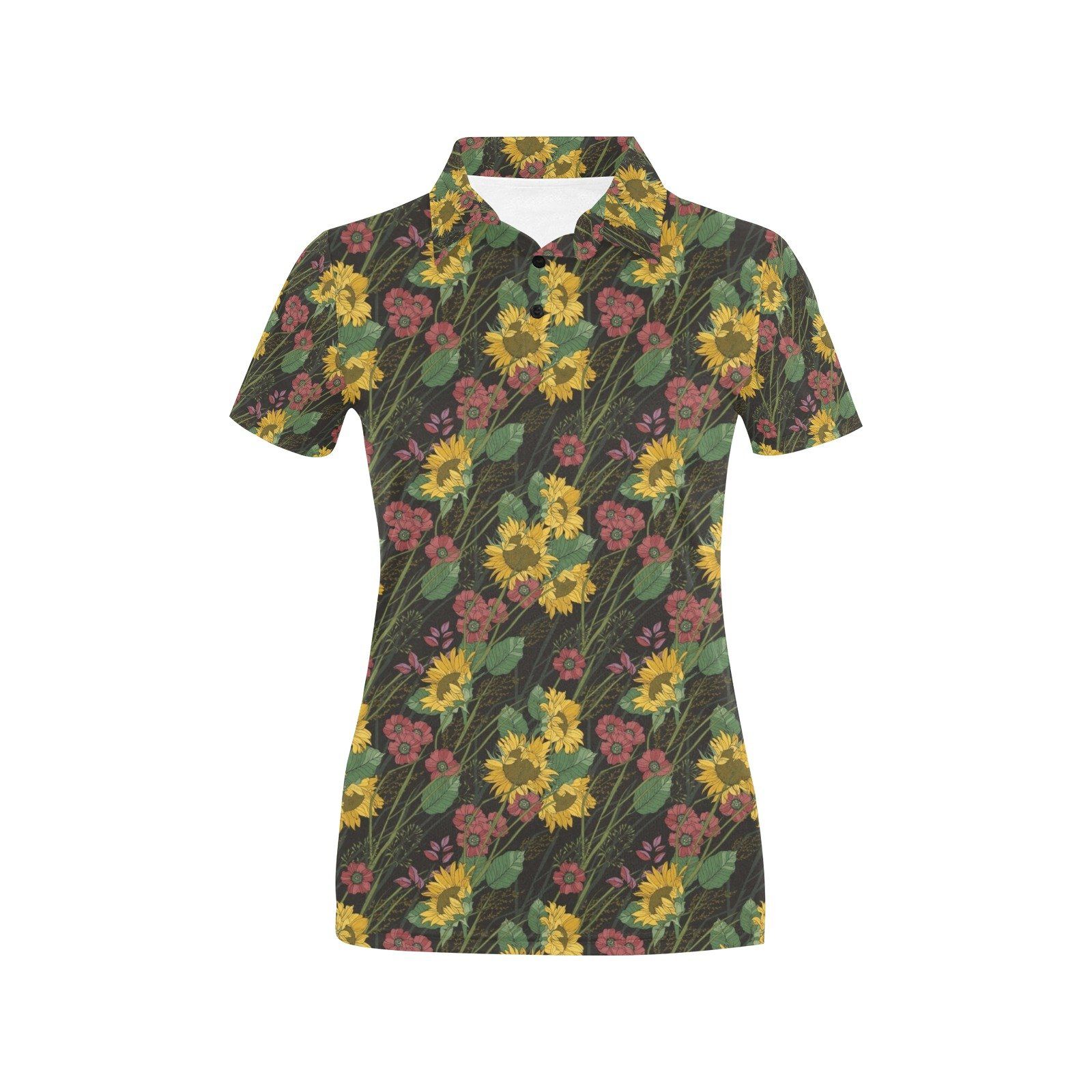 Sunflower Print Design Lks303 Women'S Polo Shirt Sunflower Print Design Lks303 Women'S Polo Shirt