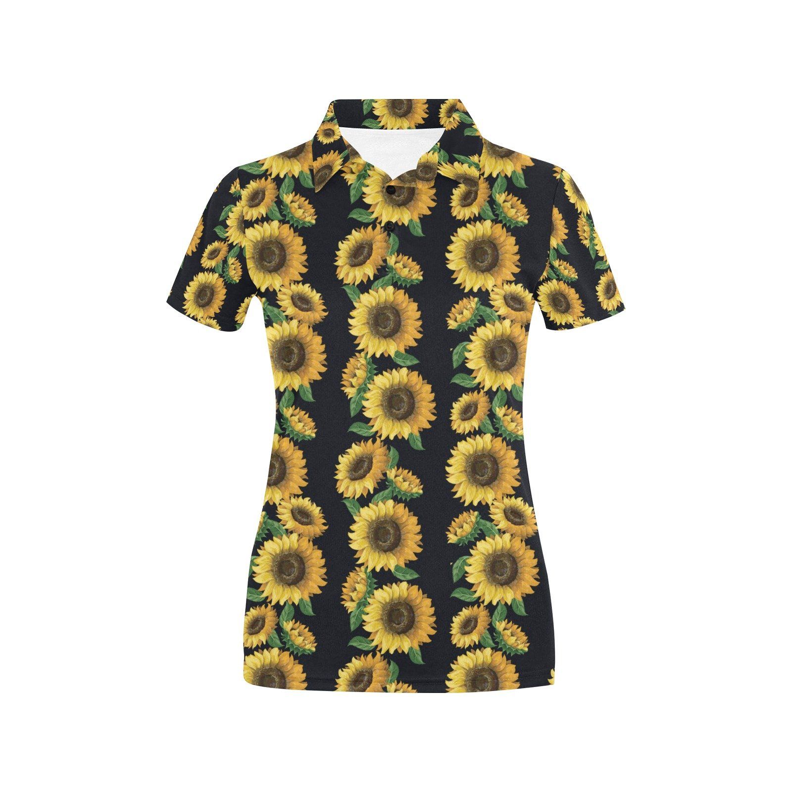 Sunflower Print Design Lks306 Women'S Polo Shirt Sunflower Print Design Lks306 Women'S Polo Shirt