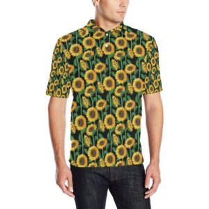 Sunflower Realistic Print Pattern Men Polo Shirt