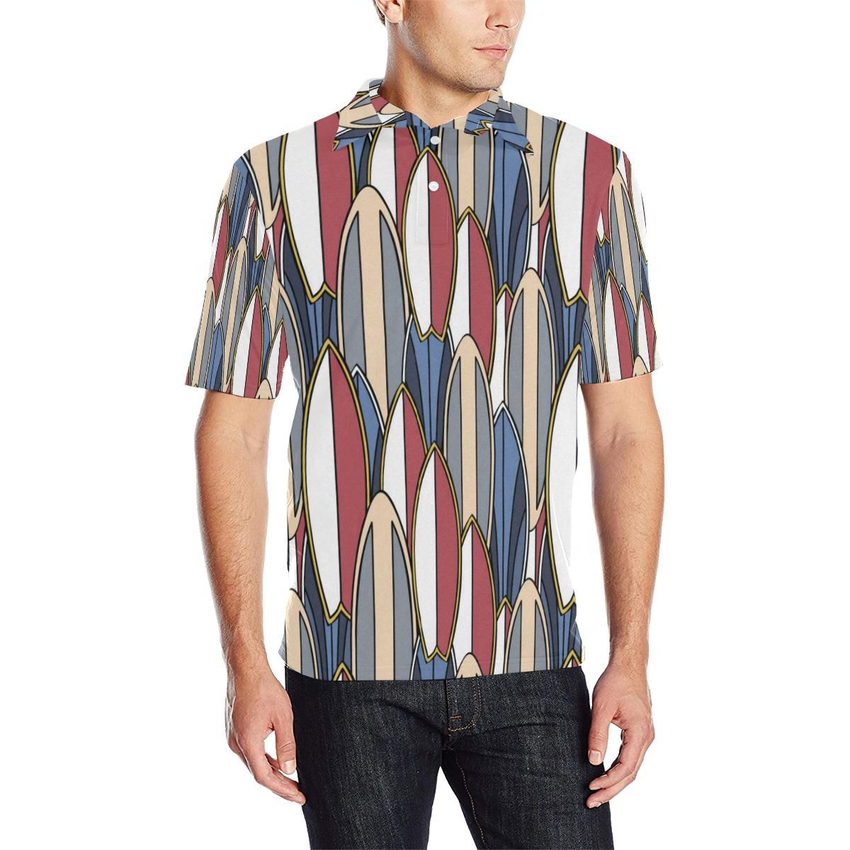 Surf Board Pattern Men Polo Shirt Surf Board Pattern Men Polo Shirt