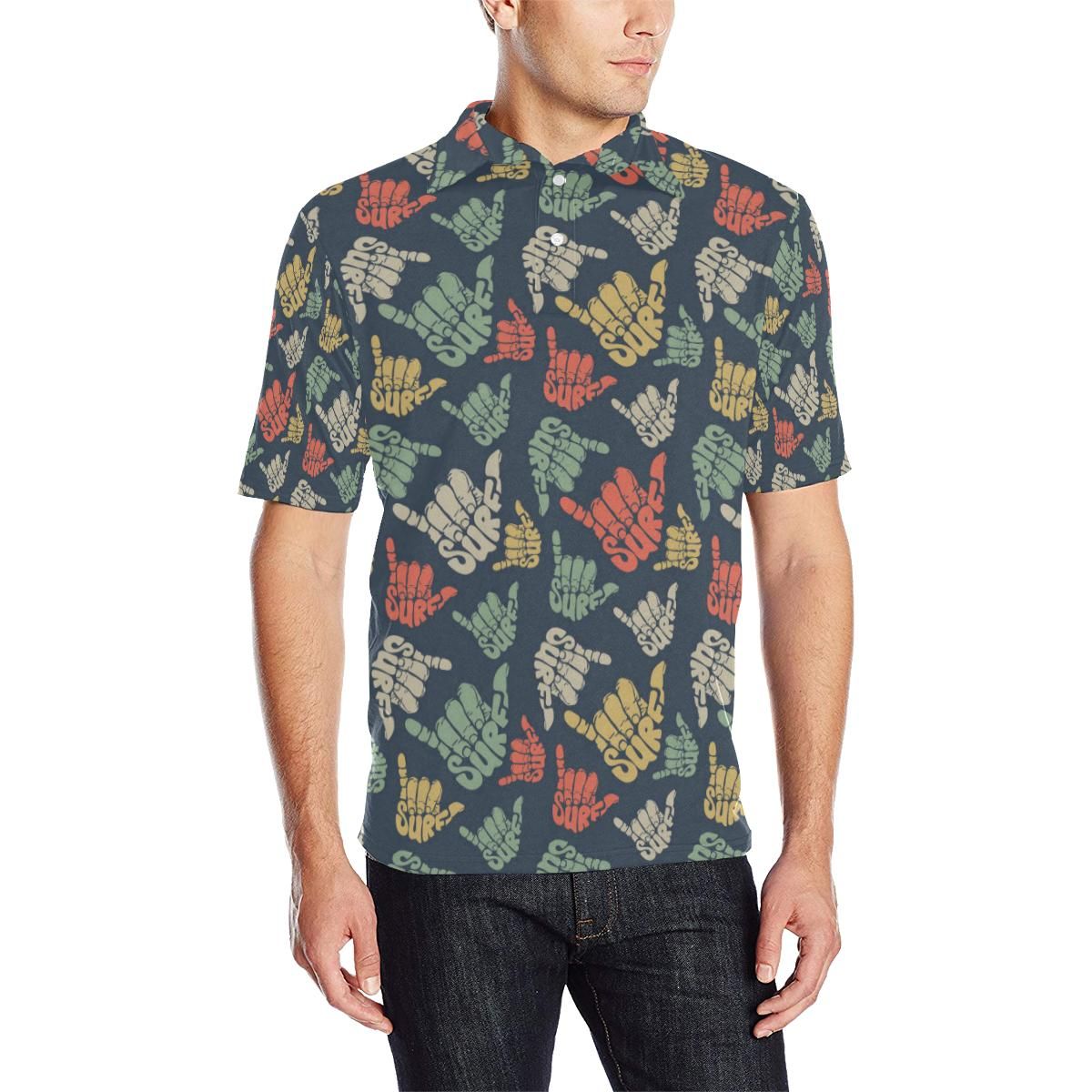 Surf Hand Sign Men Polo Shirt Surf Hand Sign Men Polo Shirt