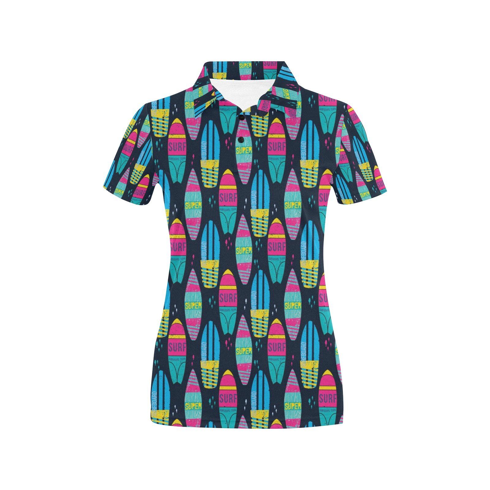 Surfboard Colorful Print Design Lks302 Women'S Polo Shirt Surfboard Colorful Print Design Lks302 Women'S Polo Shirt