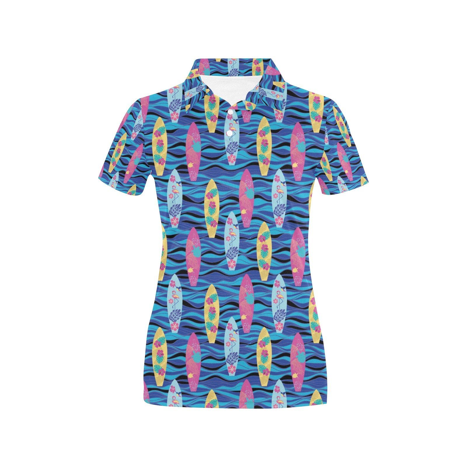 Surfboard Print Design Lks304 Women'S Polo Shirt Surfboard Print Design Lks304 Women'S Polo Shirt