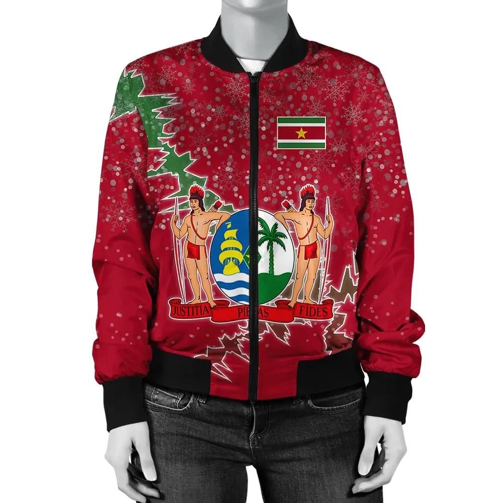 Suriname Christmas Coat Of Arms Women Bomber Jacket X Style J78 Bomber Jacket Suriname Christmas Coat Of Arms Women Bomber Jacket X Style J78 Bomber Jacket