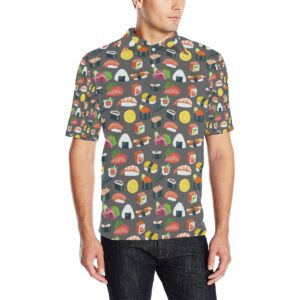 Sushi Pattern Print Men Polo Shirt