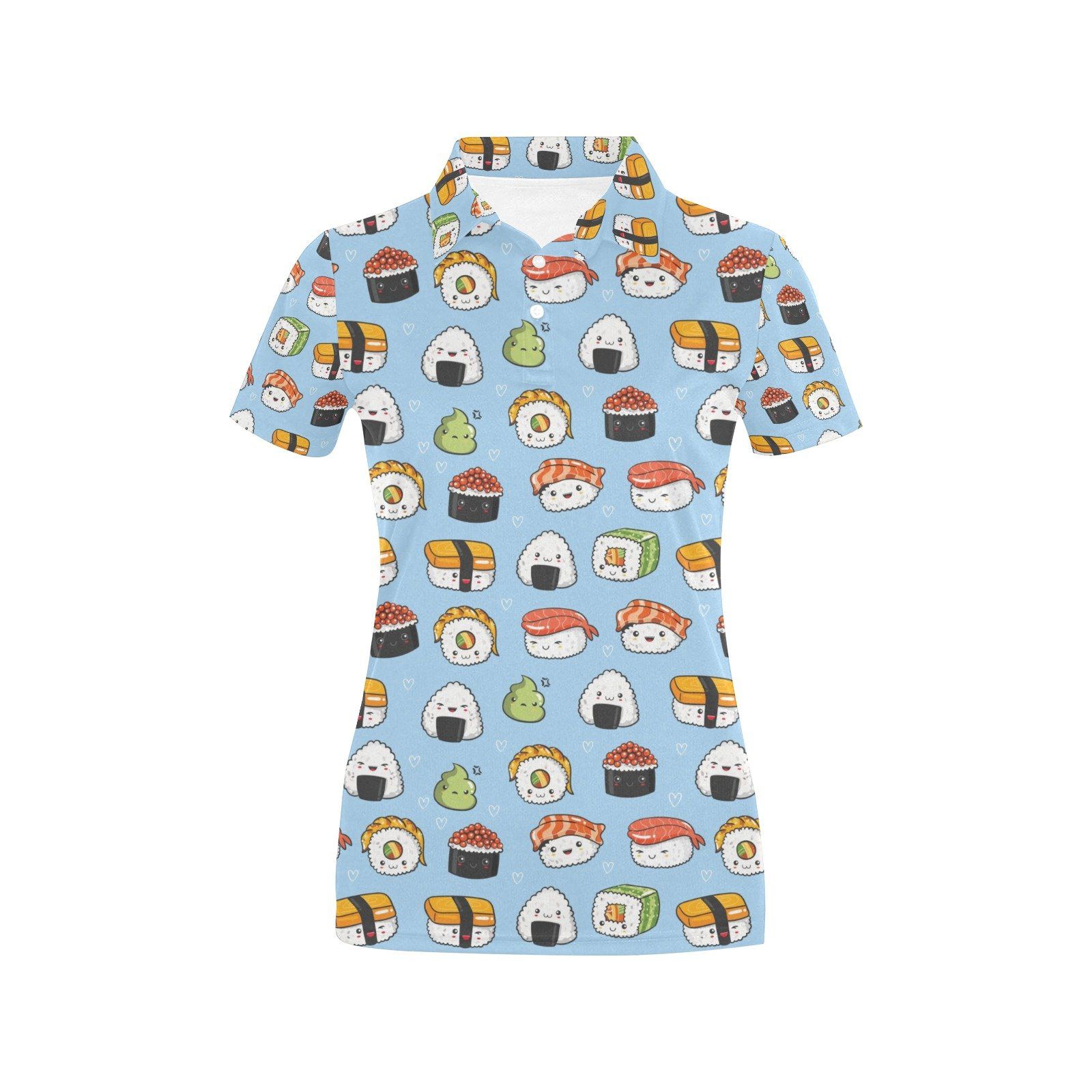 Sushi Print Design Lks303 Women'S Polo Shirt Sushi Print Design Lks303 Women'S Polo Shirt