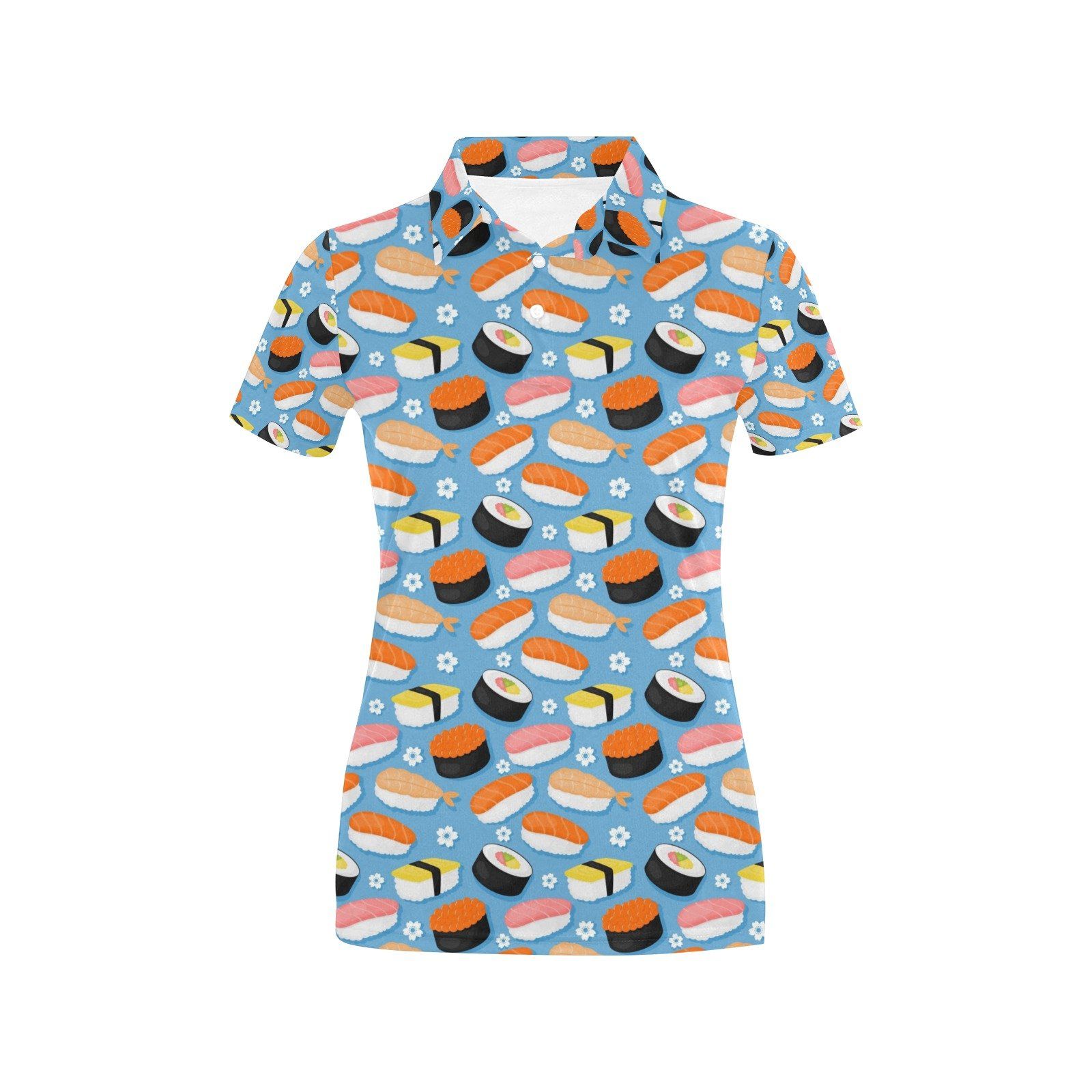 Sushi Print Design Lks304 Women'S Polo Shirt Sushi Print Design Lks304 Women'S Polo Shirt