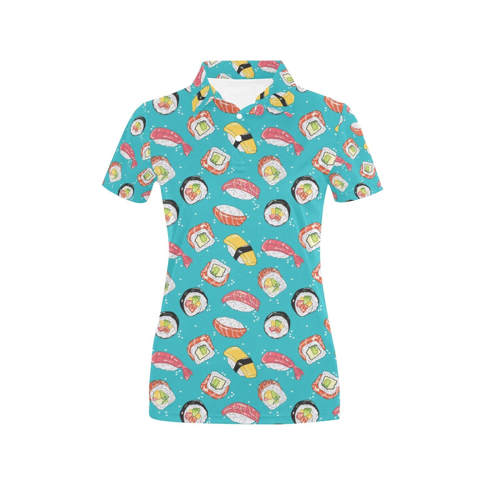 Sushi Print Design Lks305 Women'S Polo Shirt Sushi Print Design Lks305 Women'S Polo Shirt
