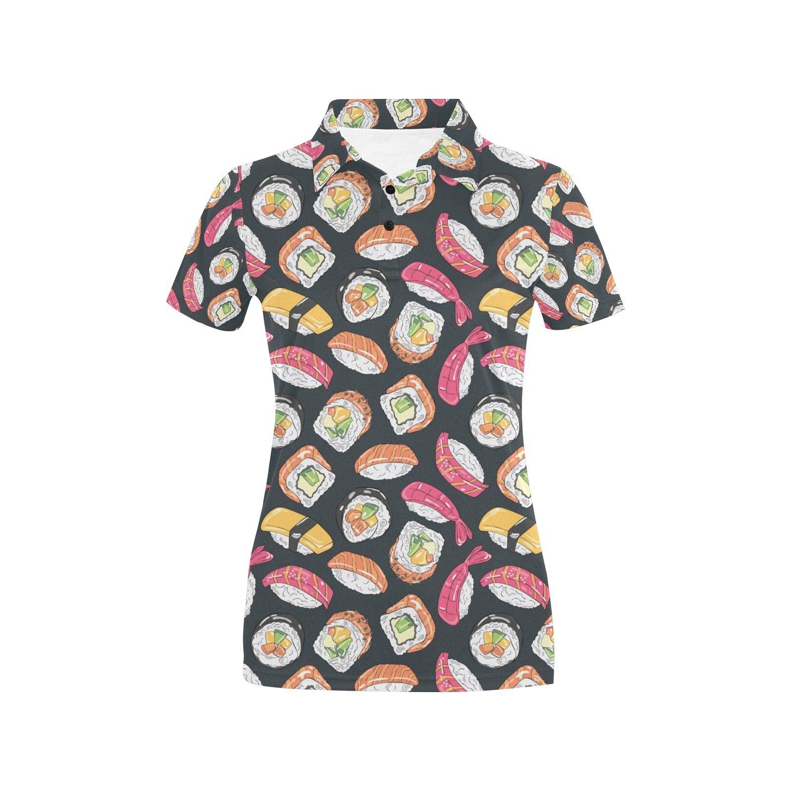 Sushi Print Design Lks306 Women'S Polo Shirt Sushi Print Design Lks306 Women'S Polo Shirt