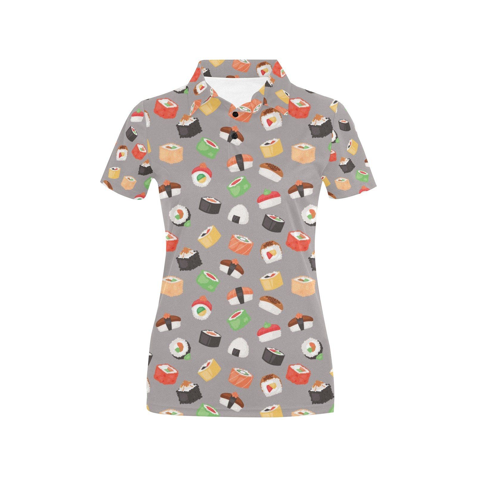 Sushi Print Design Lks307 Women'S Polo Shirt Sushi Print Design Lks307 Women'S Polo Shirt