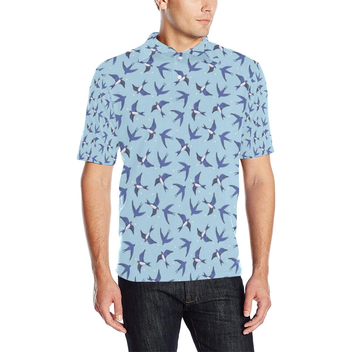 Swallow Bird Pattern Print Design 06 Men Polo Shirt Swallow Bird Pattern Print Design 06 Men Polo Shirt