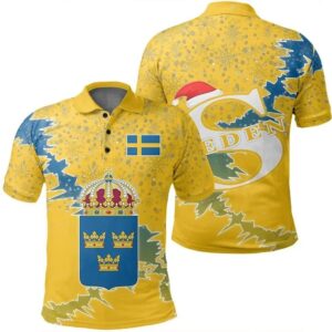 Sweden Christmas Coat Of Arms Polo Shirt X Style J78