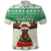 Sweden Christmas Polo Shirt Moose - Beige Green K8
