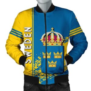 Sweden Coat Of Arms Men Bomber Jacket Quarter Style J71 Bomber Jacket