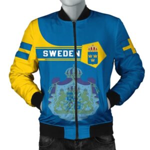Sweden Coat Of Arms Men Bomber Jacket Simple Style J78 Bomber Jacket