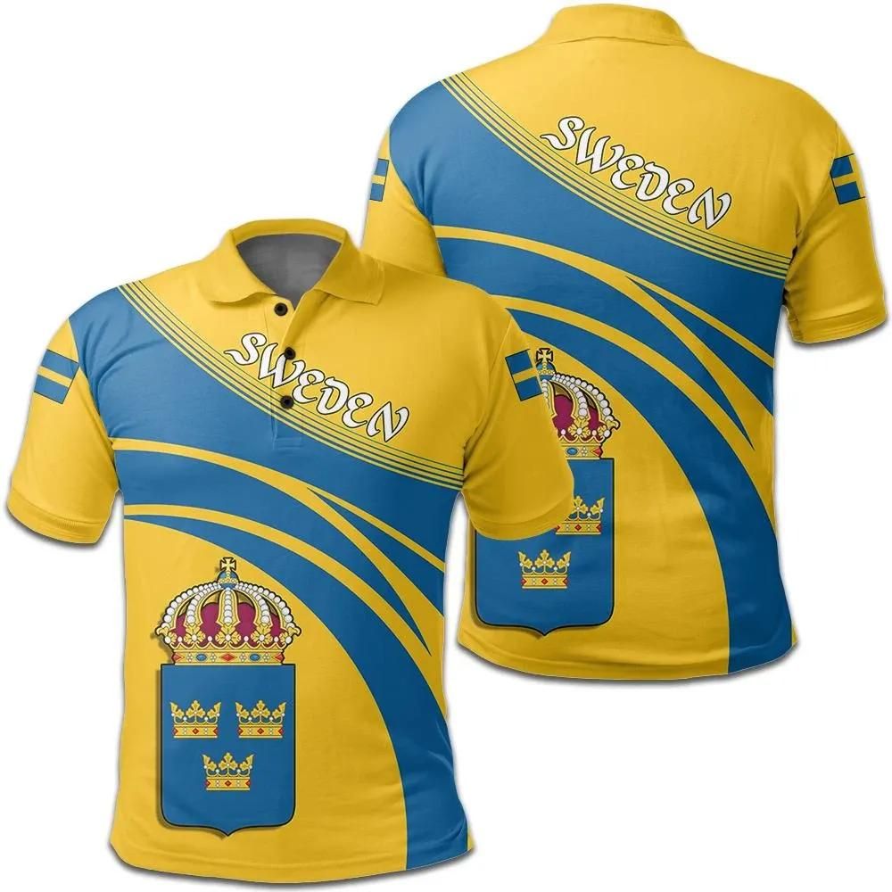 Sweden Coat Of Arms Polo Shirt Cricket Style J5W Sweden Coat Of Arms Polo Shirt Cricket Style J5W