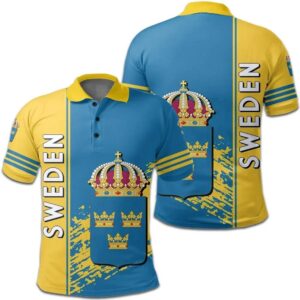 Sweden Coat Of Arms Polo Shirt Quarter Style J7