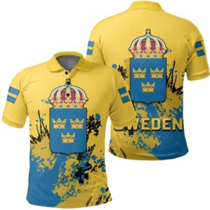 Sweden Coat Of Arms Polo Shirt Spaint Style J8W