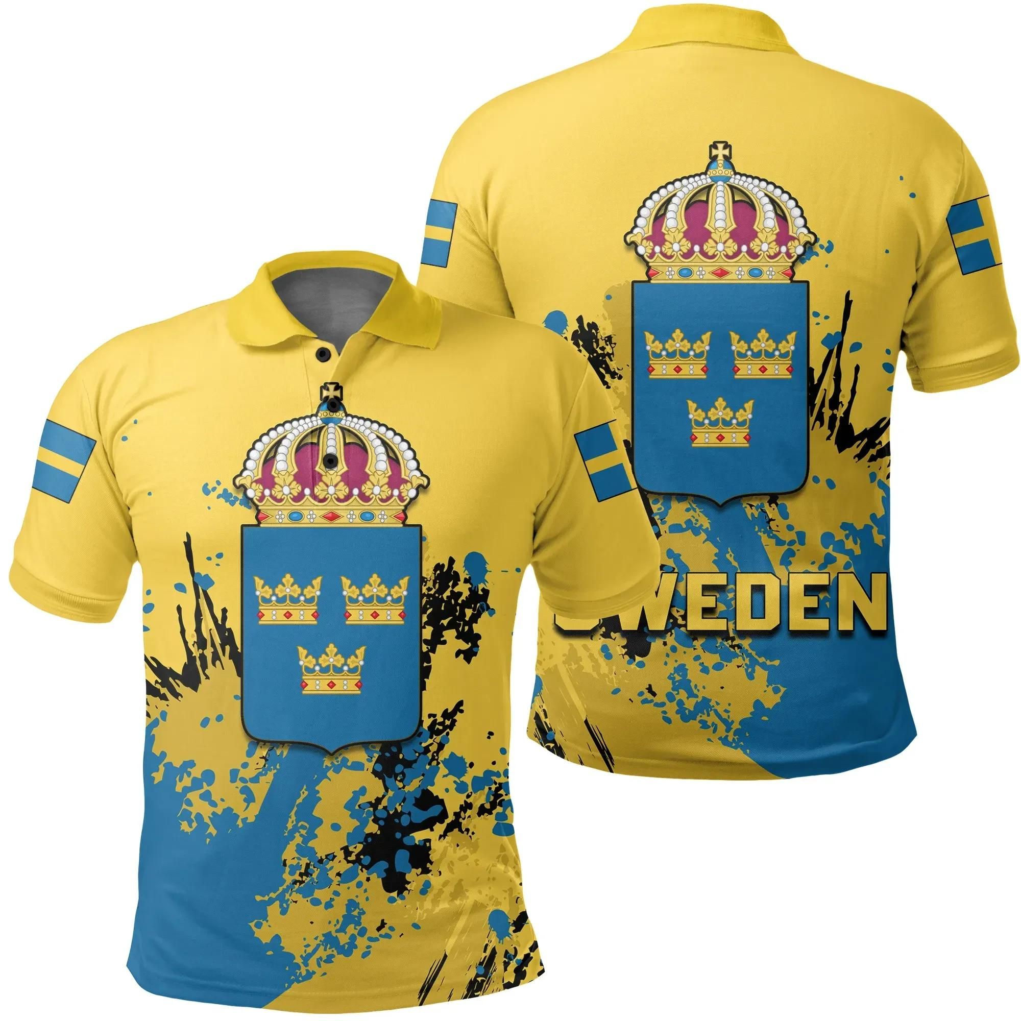 Sweden Coat Of Arms Polo Shirt Spaint Style J8W Sweden Coat Of Arms Polo Shirt Spaint Style J8W