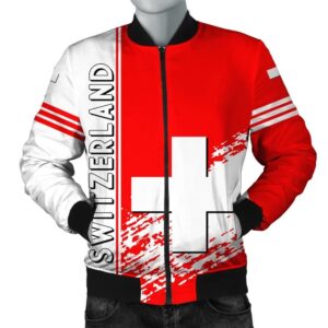 Switzerland Coat Of Arms Men Bomber Jacket Quarter Style J71 Bomber Jacket