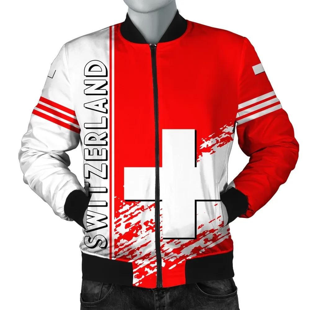 Switzerland Coat Of Arms Men Bomber Jacket Quarter Style J71 Bomber Jacket Switzerland Coat Of Arms Men Bomber Jacket Quarter Style J71 Bomber Jacket
