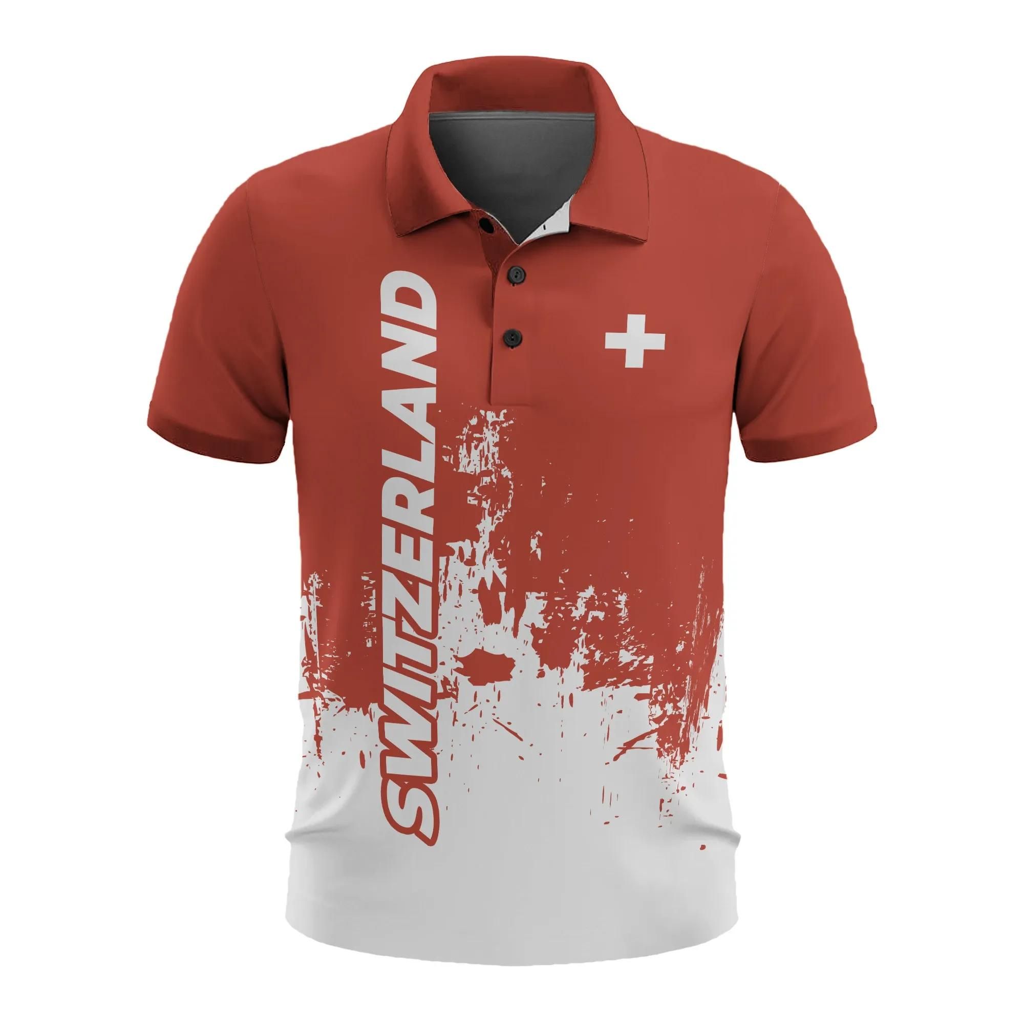 Switzerland Men's All Over Print Polo Shirt (Model T55) Switzerland Men's All Over Print Polo Shirt (Model T55)