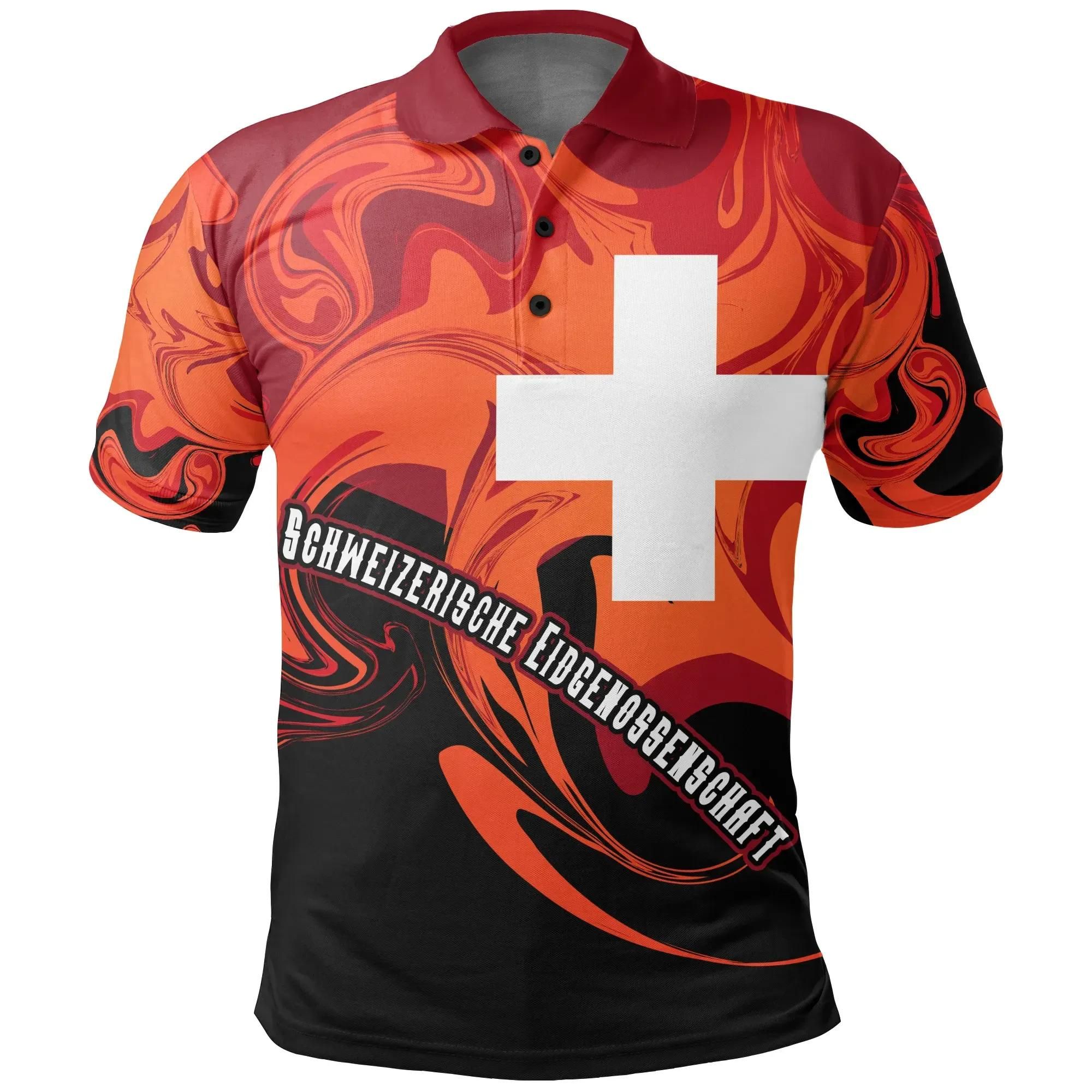 Switzerland Polo Shirt - Flame of Switzerland - BN15 Switzerland Polo Shirt - Flame of Switzerland - BN15