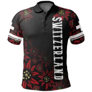 Switzerland Polo Shirt - Red Edelweiss - BN15