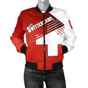 Switzerland Women's Bomber Jacket - Coat of Arms with Edelweiss - BN15 Bomber Jacket