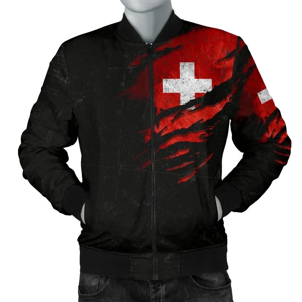 Switzerland in Me Men's Bomber Jacket - Special Grunge Style A7 Bomber Jacket Switzerland in Me Men's Bomber Jacket - Special Grunge Style A7 Bomber Jacket
