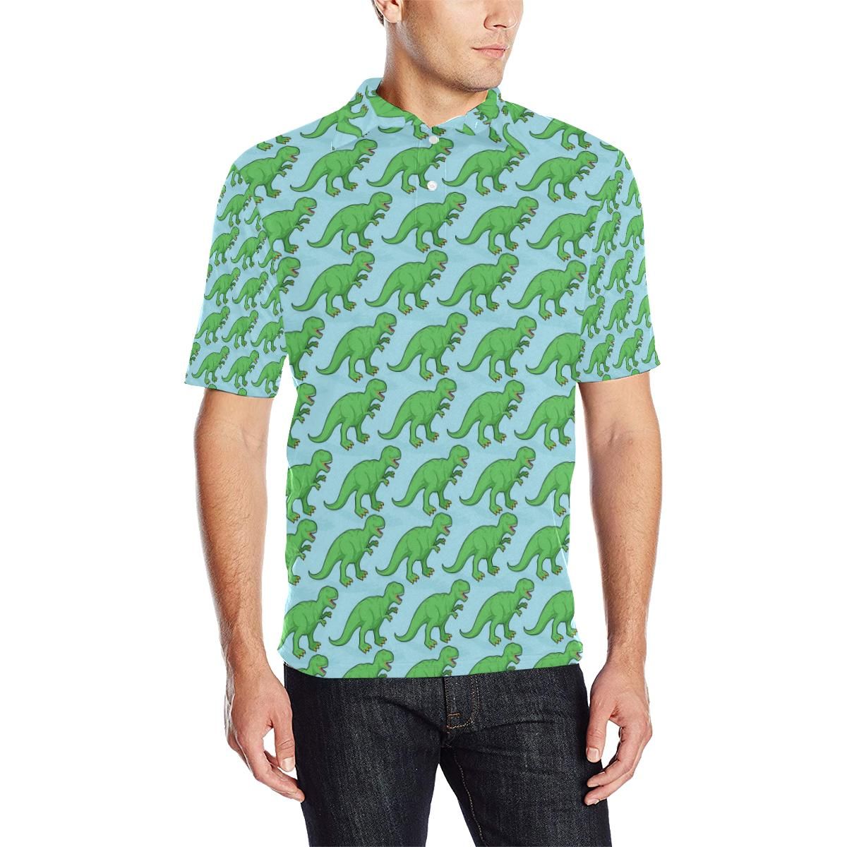 T Rex Pattern Print Design A01 Men Polo Shirt T Rex Pattern Print Design A01 Men Polo Shirt