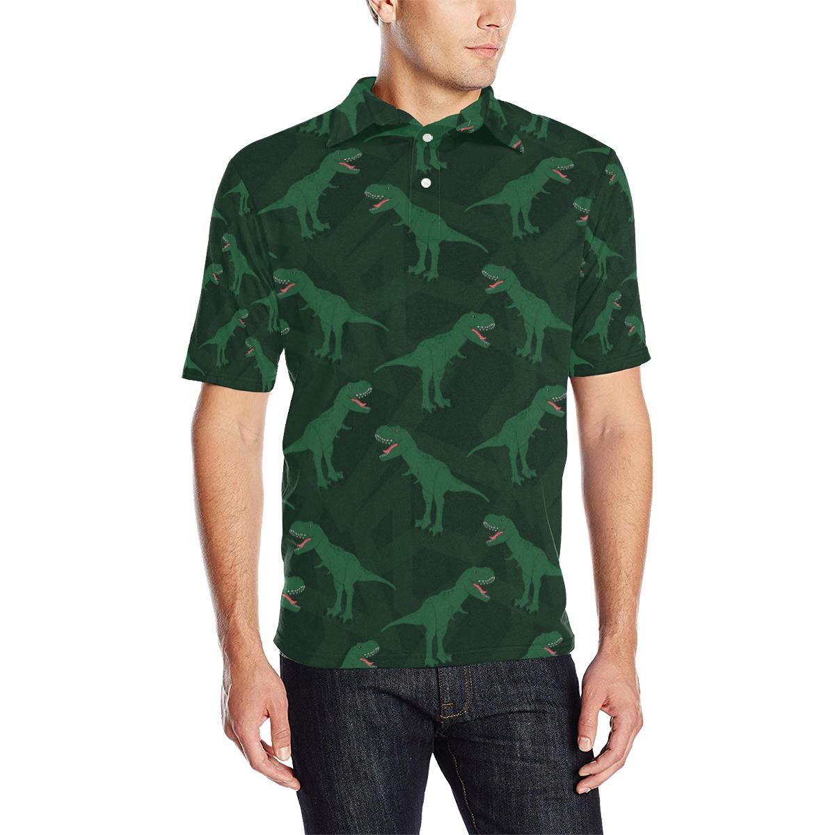 T Rex Pattern Print Design A06 Men Polo Shirt T Rex Pattern Print Design A06 Men Polo Shirt