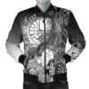 Tahiti Custom Personalised Men's Bomber Jacket - Humpback Whale with Tropical Flowers (White)- BN18 Bomber Jacket
