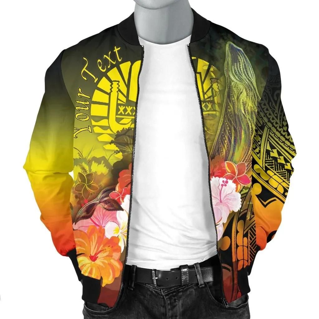 Tahiti-Custom-Personalised-Mens-Bomber-Jacket-Humpback-Whale-with-Tropical-Flowers-Yellow-BN18-Bomber-Jacket-2