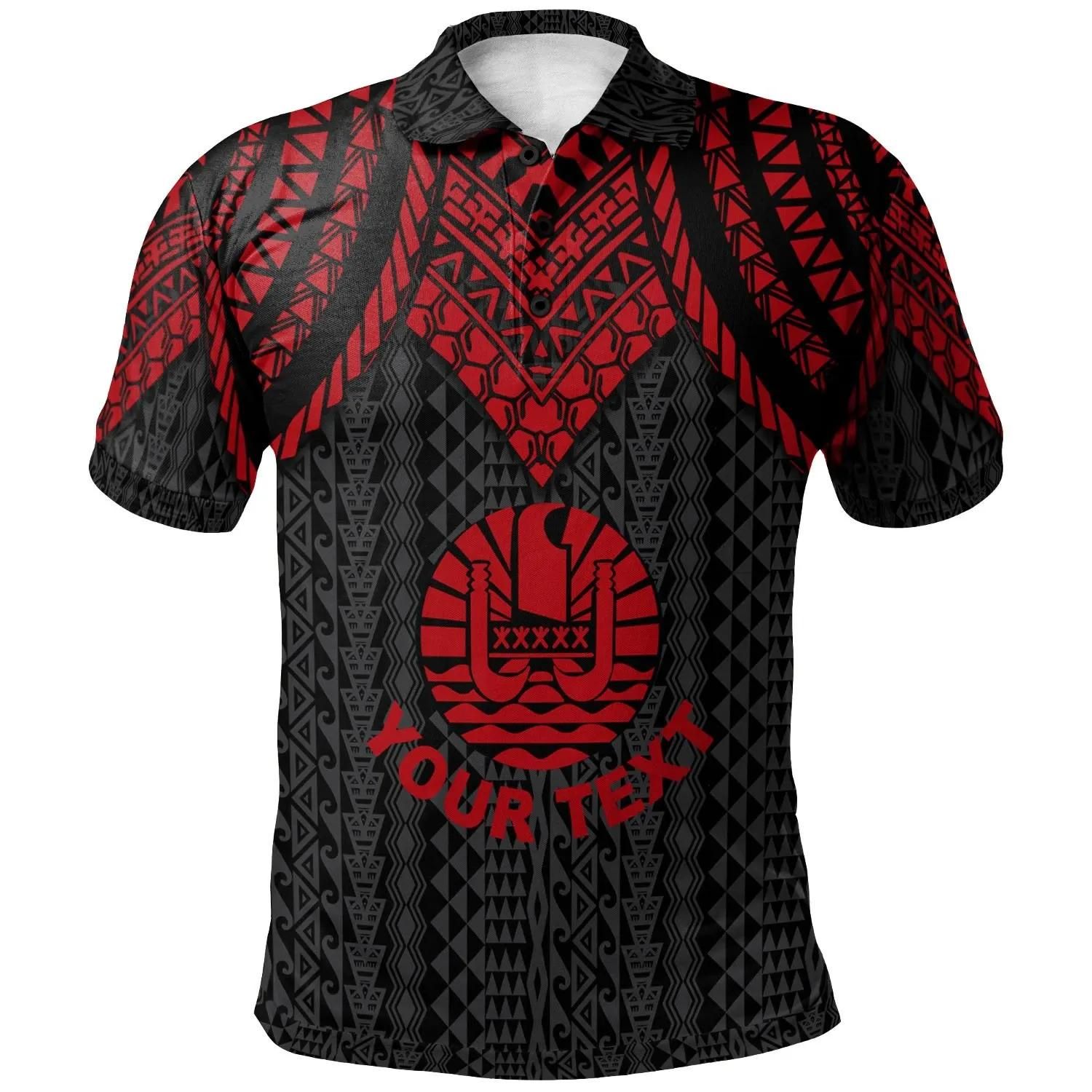 Tahiti Custom Personalised Polo Shirt - Polynesian Armor Style Red - BN39 Tahiti Custom Personalised Polo Shirt - Polynesian Armor Style Red - BN39