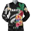 Tahiti Men's Bomber Jacket Coat Of Arms Polynesian With Hibiscus TH5 Bomber Jacket