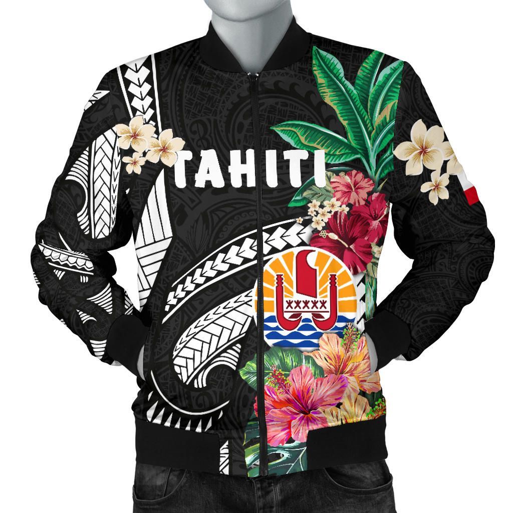 Tahiti Men's Bomber Jacket Coat Of Arms Polynesian With Hibiscus TH5 Bomber Jacket Tahiti Men's Bomber Jacket Coat Of Arms Polynesian With Hibiscus TH5 Bomber Jacket