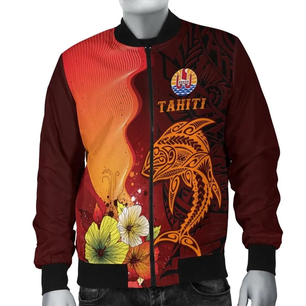 Tahiti Men's Bomber Jacket - Tribal Tuna Fish - BN39 Bomber Jacket Tahiti Men's Bomber Jacket - Tribal Tuna Fish - BN39 Bomber Jacket