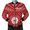Tahiti Personalised Men's Bomber Jacket - Tahiti Seal In Polynesian Tattoo Style (Red) -BN25 Bomber Jacket