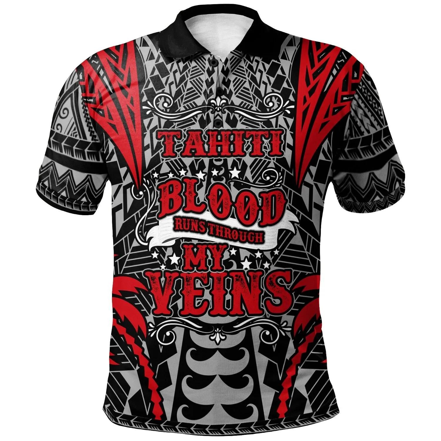 Tahiti Polo Shirt - Blood Runs Through My Veins Style Flag - BN39 Tahiti Polo Shirt - Blood Runs Through My Veins Style Flag - BN39